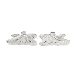 Butterfly 304 Stainless Steel Stud Earrings Findings, Stainless Steel Color, 16x40mm, Tray: 3.5mm(EJEW-L272-007P)