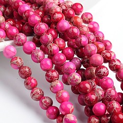 Dyed & Heated Natural Imperial Jasper Round Bead Strands, Camellia, 8mm, Hole: 1mm, about 49pcs/strand, 16 inch(G-M274-01-8mm)