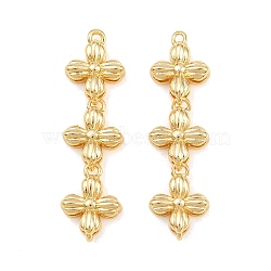 Brass Pendants, Flower Drop Charms, Real 18K Gold Plated, 34x10x4mm, Hole: 1.2mm(KK-CBAFD65-01G)