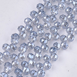Electroplate Glass Beads Strands, Faceted, Rondelle, Light Steel Blue, 6x4mm, Hole: 1.2mm, about 95pcs/strand, 14.1 inch(EGLA-S179-04A-C04)