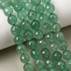 Natural Green Strawberry Quartz Beads Strands, Faceted(128 Facets), Round, 7.5~8mm, Hole: 0.9mm, about 47pcs/strand, 14.76''(37.5cm)(GG-CBA0166-A02-8mm)