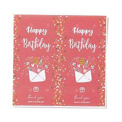 Rectangle Happy Birthday Theme Paper Stickers, Self Adhesive Sticker Labels, for Envelopes, Bubble Mailers and Bags, Letter Pattern, 10.3x10.7x0.01cm, 50pcs/bag(DIY-B041-23B)