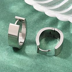 201 Stainless Steel Hoop Earrings, Oval, with 304 Stainless Steel Pin, Stainless Steel Color, 21.5x16.5x7mm(EJEW-T056-03P-05)