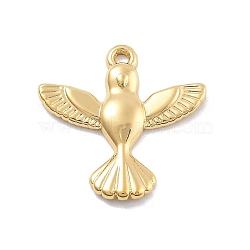 304 Stainless Steel Pendants, PVD Vacuum Plating, Bird Charms, Real 18K Gold Plated, 17x17x2mm, Hole: 1.2mm(STAS-R155-003G)