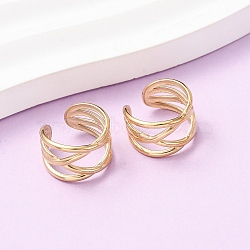 304 Stainless Steel C-Shaped Cuff Earrings, Ion Plating(IP), Real 18K Gold Plated, 14.5x14.5x10mm(EJEW-K268-86G)