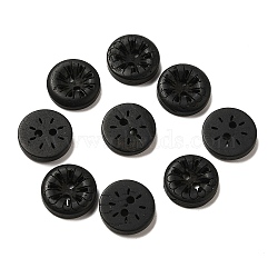 Carved 2-Hole Basic Sewing Buttons, Coconut Buttons, Black, 13mm(NNA0YZG)