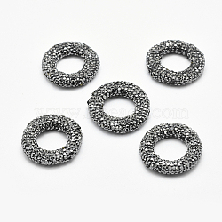 Polymer Clay Rhinestone Beads, Donut, Hematite, 28~29x5~6mm, Hole: 1.5mm(RB-P016-21-28mm-A)