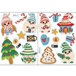 DIY Diamond Painting Sticker Kits, including PVC Self Adhesive Sticker, Resin Rhinestones, Diamond Sticky Pen, Tray Plate and Glue Clay, Santa Claus, 180x130mm, 2 sheets(DIAM-PW0003-036C)