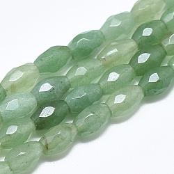 Natural Green Aventurine Beads Strands, Faceted, Oval, 8.5~9x6mm, Hole: 1mm, about 22pcs/strand, 8.07 inch(G-S357-A05)
