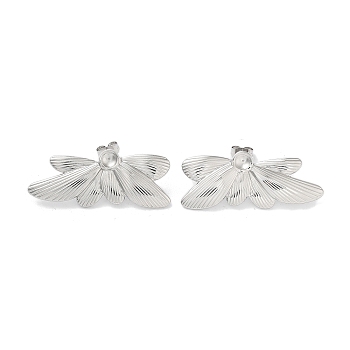 Butterfly 304 Stainless Steel Stud Earrings Findings, Stainless Steel Color, 16x40mm, Tray: 3.5mm