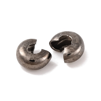 Iron Crimp Beads Covers, Cadmium Free & Lead Free, Gunmetal, Size: About 4mm In Diameter, Hole: 1.5~1.8mm