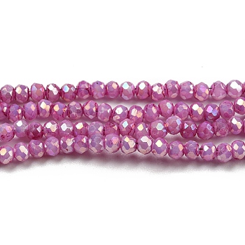 Opaque Baking Painted Glass Beads Strands, AB Color, Faceted, Round, Misty Rose, 2.5x2mm, Hole: 0.7mm, about 156~158pcs/strand, 12.20~12.44 inch(31~31.6cm)