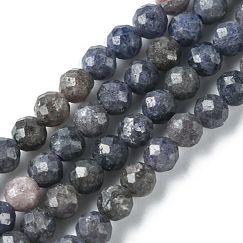 Natural Sapphire Beads Strands, Faceted, Round, 3mm, Hole: 0.8mm, about 140pcs/strand, 15.35 inch(39cm)
