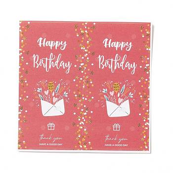Rectangle Happy Birthday Theme Paper Stickers, Self Adhesive Sticker Labels, for Envelopes, Bubble Mailers and Bags, Letter Pattern, 10.3x10.7x0.01cm, 50pcs/bag