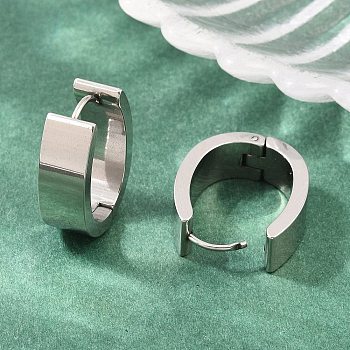 201 Stainless Steel Hoop Earrings, Oval, with 304 Stainless Steel Pin, Stainless Steel Color, 21.5x16.5x7mm