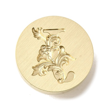 Wax Seal Brass Stamp Heads, Flower Letter Series, Golden, Letter J, 25.5x14mm, Hole: 7mm