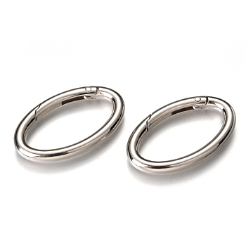 Zinc Alloy Spring Gate Rings, Oval, Platinum, 48x29x5mm, Inner Diameter: 38x19.5mm