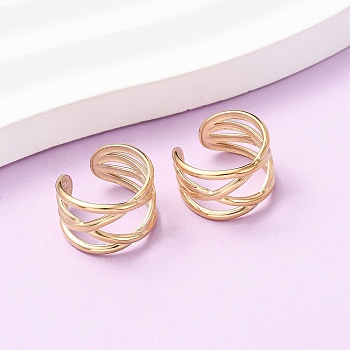 304 Stainless Steel C-Shaped Cuff Earrings, Ion Plating(IP), Real 18K Gold Plated, 14.5x14.5x10mm