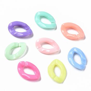 Opaque Acrylic Linking Rings, Quick Link Connectors, for Curb Chains Making, Oval, Mixed Color, 16.5x11.5x3.5mm, Inner Diameter: 4.5x9mm, about 2250pcs/500g