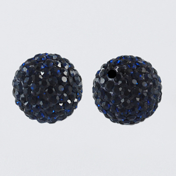 Pave Disco Ball Beads, Polymer Clay Rhinestone Beads, Round, Montana, 10mm, Hole: 1.5mm
