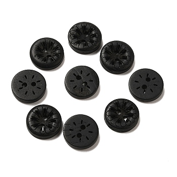 Carved 2-Hole Basic Sewing Buttons, Coconut Buttons, Black, 13mm