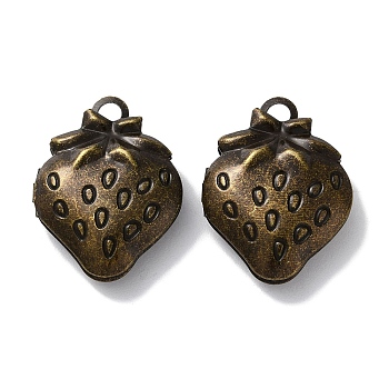 Rack Plating Iron Locket Pendants, Long-Lasting Plated, Lead Free & Cadmium Free, Strawberry, Antique Bronze, 29x22x8mm, Hole: 3.5mm, Inner Diameter: 17x15.5mm