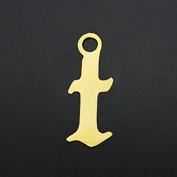 201 Stainless Steel Charms, Laser Cut, Letter, Golden, Letter.T, T:10x4x1mm, Hole: 1.2mm