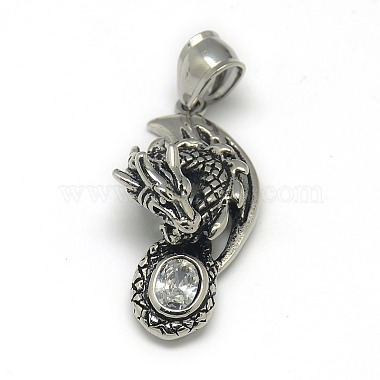 Antique Silver Dragon Stainless Steel+Other Material Pendants