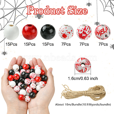 Halloween Theme Printed Natural Wooden Beads(WOOD-YW0001-22)-2