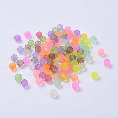 Transparent Frosted Glass Beads(FGLA-R001-4mm-M)-4