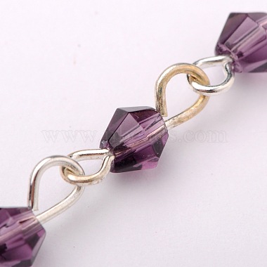 Handmade Bicone Glass Beads Chains for Necklaces Bracelets Making(AJEW-JB00048-02)-2