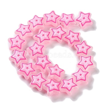 Hot Pink Star Glass Beads