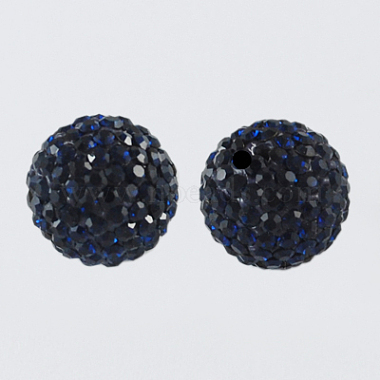 10mm MidnightBlue Round Polymer Clay + Glass Rhinestone Beads