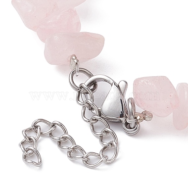 bracelet perlé de copeaux de quartz rose naturel(BJEW-JB09686-02)-3