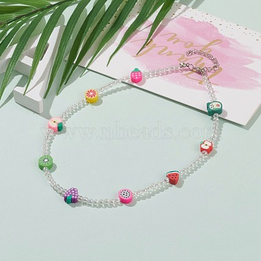 Colliers de perles pour enfants en pâte polymère colorée(NJEW-JN03288)-4