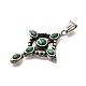 304 Stainless Steel Pave Dyed Synthetic Malachite Pendants(STAS-R140-05AS-02)-2