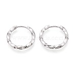 304 Stainless Steel Hoop Earrings, Twist Ring, Platinum, 17.5~18x19~19.5x2.5mm(STAS-T074-50P)