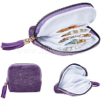 Velvet Jewelry Zipper Bags with Tassel, Rectangle, Dark Orchid, 12x14.3x1.9cm(ABAG-WH20009-32B)