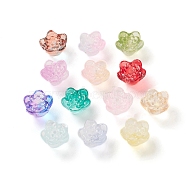 Spray Painted Transparent Glass Beads, Lotus, Mixed Color, 7.5x11x11.5mm, Hole: 1.2mm(GLAA-D006-10)