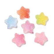 Opaque Resin Cabochons, Druzy Star, Mixed Color, 10.5x11x4~4.5mm(RESI-E051-03)