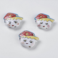 Handmade Porcelain Beads, Famille Rose Style, Boy, Colorful, 40x43x12mm, hole: 3mm(X-PORC-S405-1)