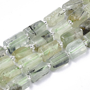 Natural Prehnite Beads Strands, Faceted, Column, 8~11x6~8x5~7mm, Hole: 1mm, about 17pcs/strand, 7.48 inch(X-G-S345-8x11-007)