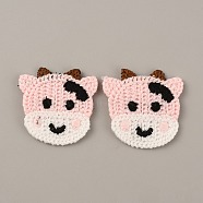 Animal Polyester Knitted Appliques, Costume Hat Bag Ornament Accessories, Cow Pattern, 34.5x34x2.5mm(DIY-WH0399-42L)