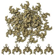 Tibetan Style Alloy Pendants, Lead Free & Cadmium Free, Bat, Antique Bronze, 19.5x17x2.5mm, Hole: 1.8mm(TIBE-YW0001-02AB)