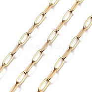 PVD Vacuum Plating 304 Stainless Steel Paperclip Chains, Oval, Golden, 6.5x2.6x0.5mm(CHS-H026-02G-02)