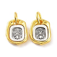 Brass Charms, with Jump Ring, Rectangle with Human Charm, Antique Silver & Golden, 12.5x10x2.5mm, Hole: 4mm(KK-Q800-30G)