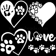 4Pcs 4 Styles PET Waterproof Self-adhesive Car Stickers, Reflective Decals for Car, Motorcycle Decoration, Silver, Paw Print, 200x200mm, 1pc/style(DIY-WH0308-225A-019)