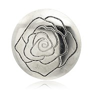 Iron Pendants, Flat Round with Rose Flower Pattern, Antique Silver, 45x3mm, Hole: 5mm(IFIN-J033-18AS)
