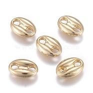 Brass Buttons, 2-Hole, Long-Lasting Plated, Oval, Real 18K Gold Plated, 11x8x3mm, Hole: 2mm(KK-M205-01G)