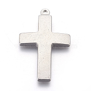 304 Stainless Steel Pendants, Stamping Blank Tag, Cross, Stainless Steel Color, 42x25.5x3mm, Hole: 1.8mm(STAS-E445-28)